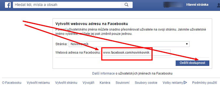 URL facebookové stránky